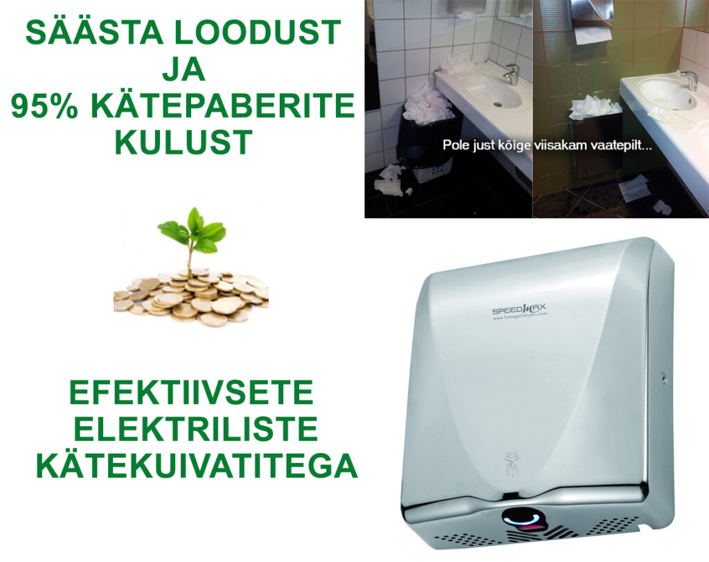 säästa loodust ja 95% kätepaberite kulust efektiivsete kätekuivatitega